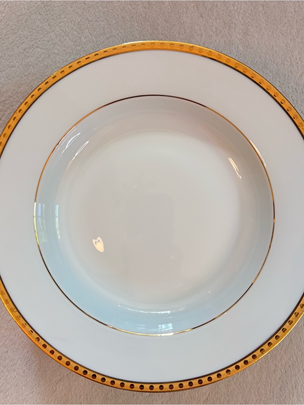 Tiffany & Co. / Limoges Gold Band White Porcelain Rim Soup Bowl
